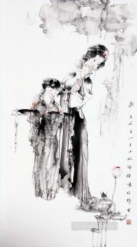  chicas Pintura al %C3%B3leo - Wu Xujing tinta chicas chinas